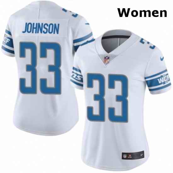 Womens Nike Detroit Lions 33 Kerryon Johnson White Vapor Untouchable Limited Player NFL Jersey